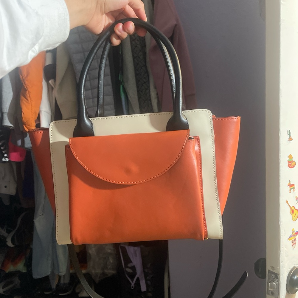 Elegant Orange and Cream Satchel